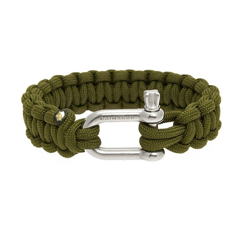 Naimakka parachute rope survival bracelet (army green) - สร้อยข้อมือ - เส้นใยสังเคราะห์ สีเขียว