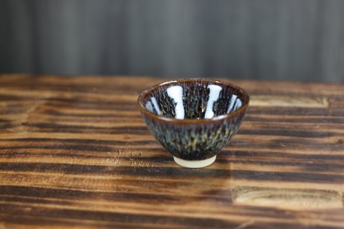 自然釉文創工作室 【母親節禮物】45ml 錯落 天目釉 中式小茶杯 鶯歌名家葉敏祥作