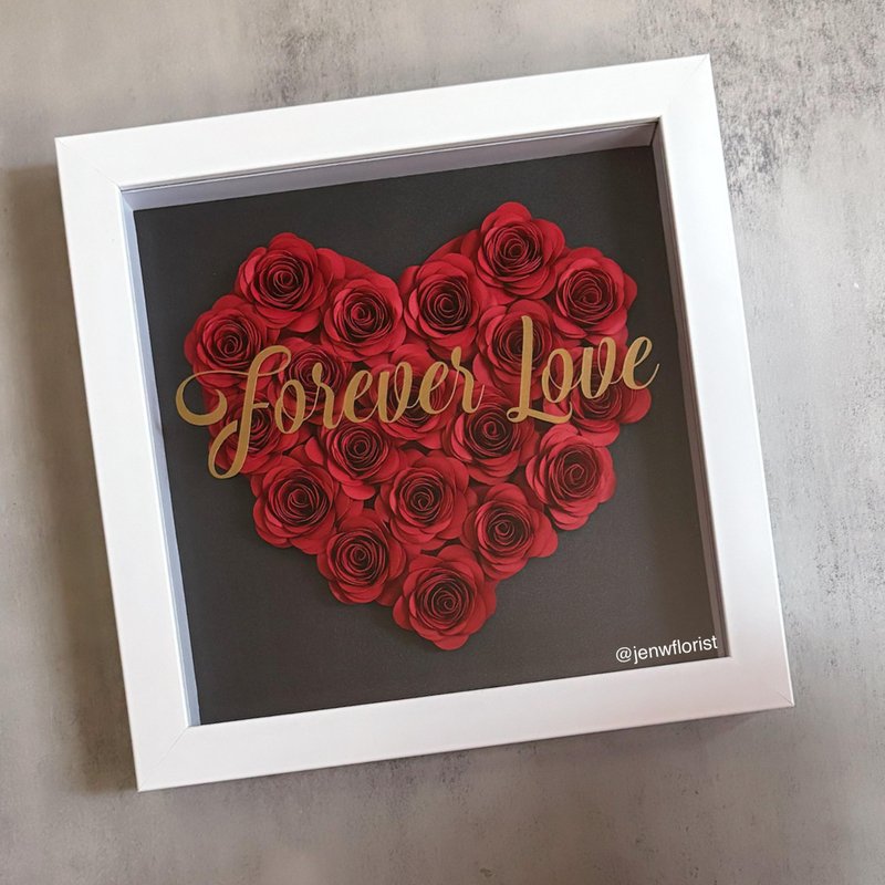 Forever Love 情人節紙花心心相架 - 擺飾/家飾品 - 紙 紅色