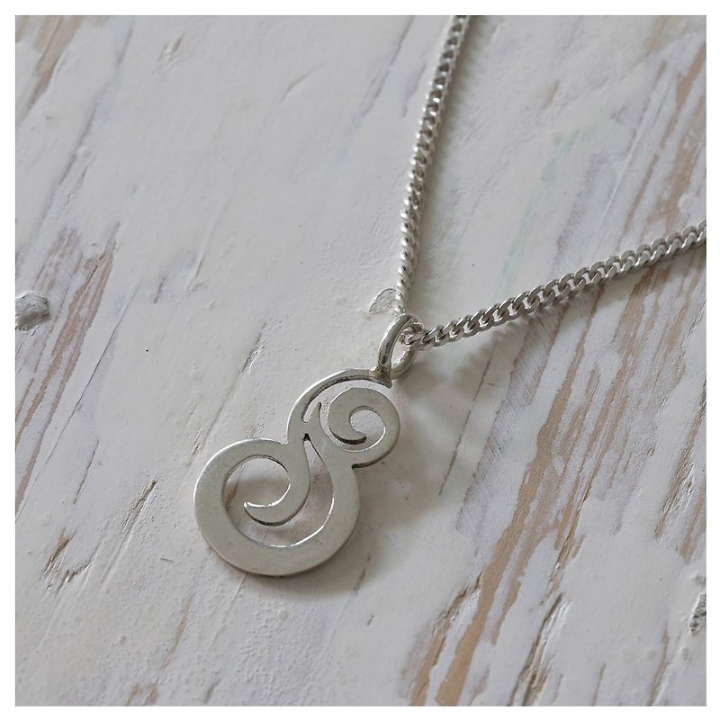 ampersand symbol silver Pendant Necklace handmade tiny gift her - Necklaces - Other Metals Silver