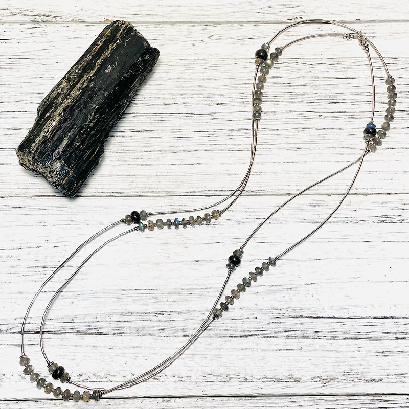 Milky Way Labradorite Sub-graphite Sterling Silver Long Necklace - Long Necklaces - Semi-Precious Stones Silver