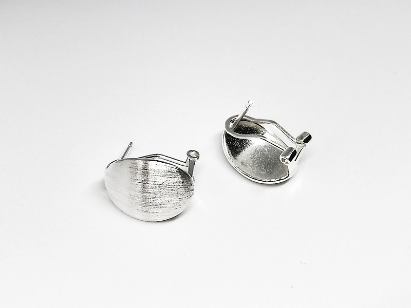 S Lee-925 silver hand made matte oval earrings \ earrings \ can be changed ear clip - ต่างหู - โลหะ 