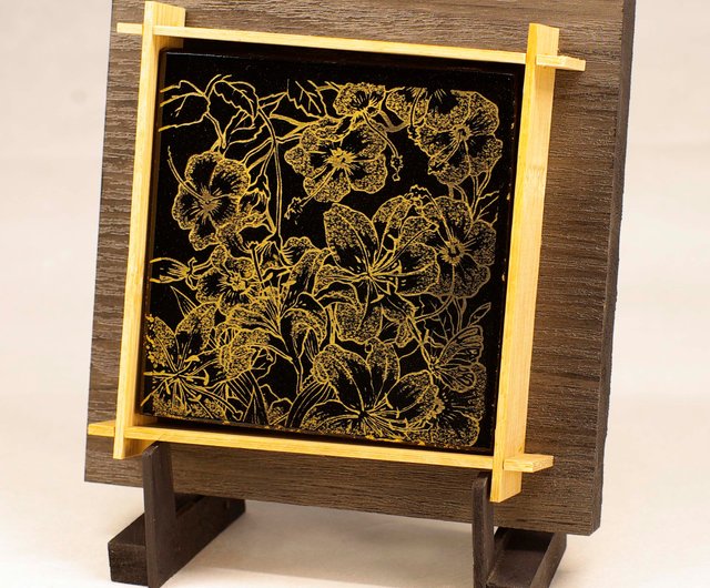 咲く花----漆アートタイル - ショップ kaoiq Handmade Arts 置物