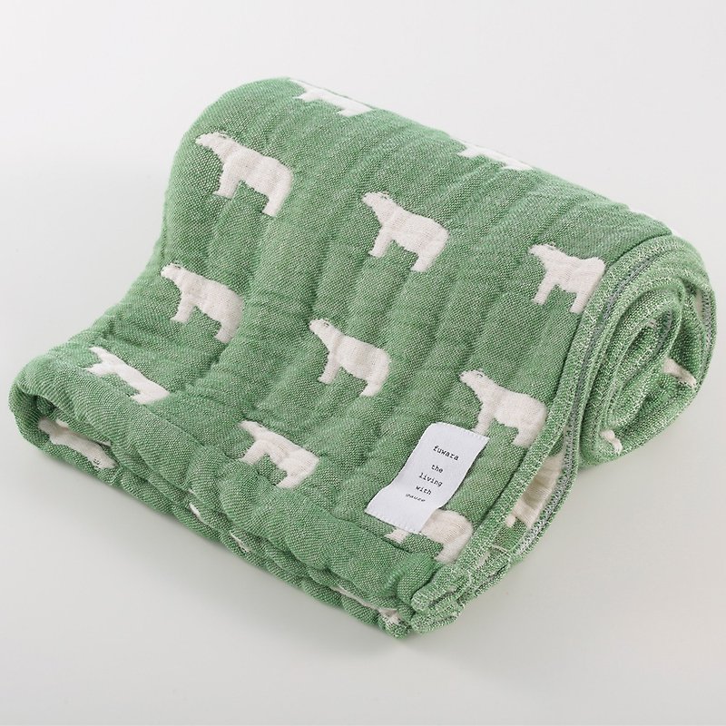 [Japan made today's crepe] six heavy yarn bath towel - green polar bear - อื่นๆ - ผ้าฝ้าย/ผ้าลินิน 