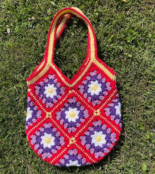 OgilHandMade Crochet square bag, Handmade Bag, Shoulder Bag,crochet flower Bag