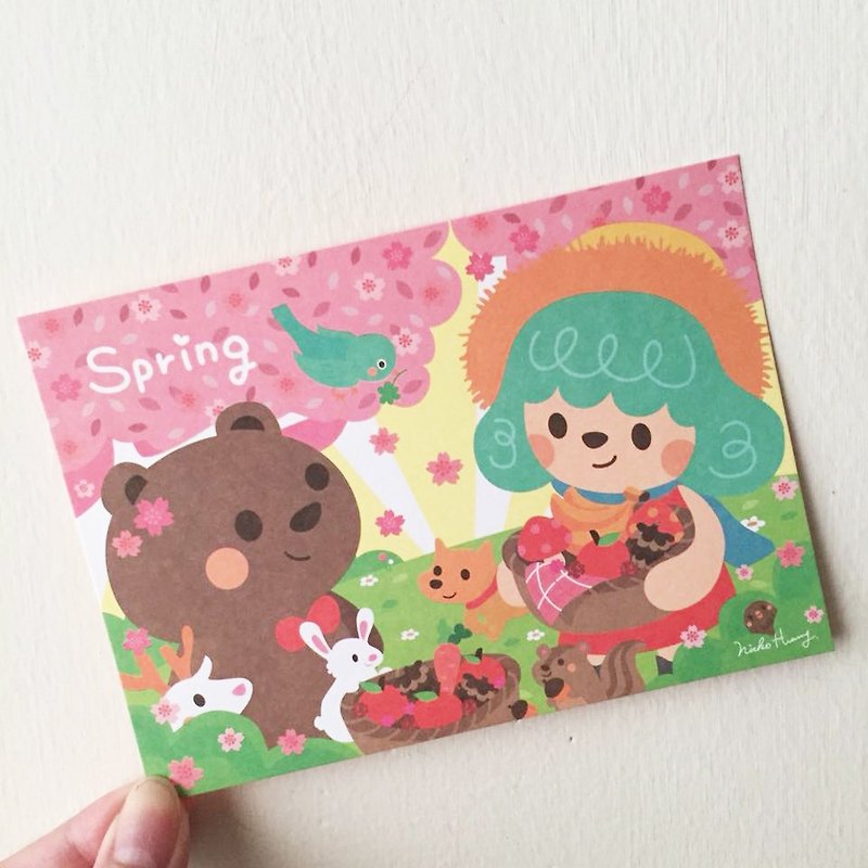 四季 - 春2018ポストカード - カード・はがき - 紙 ピンク
