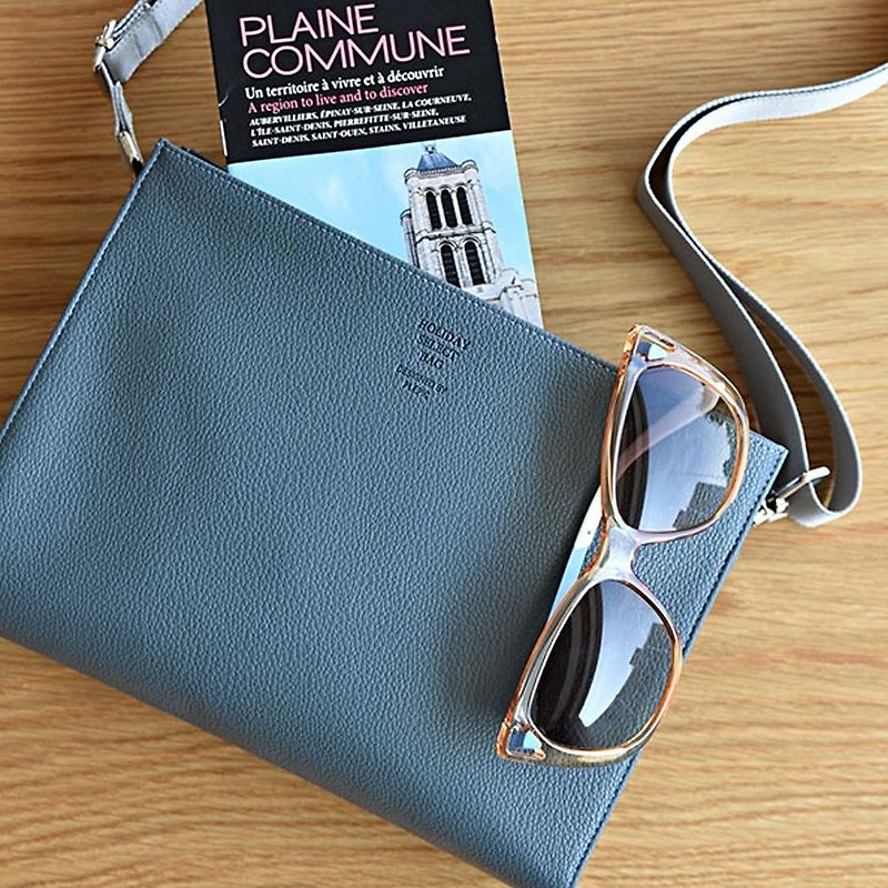 PLEPIC Beautiful Vacation Shoulder Bag - Cool Blue Grey, PPC94485 - กระเป๋าแมสเซนเจอร์ - หนังเทียม สีน้ำเงิน