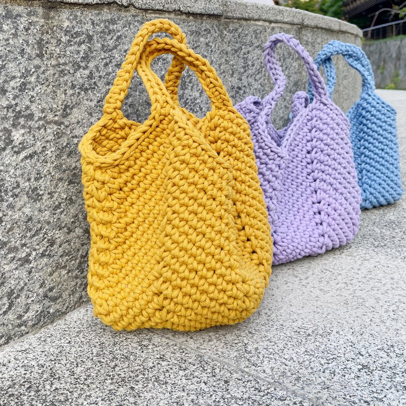 手工鉤織手挽包【Crochet bag】 - 手提包/手提袋 - 棉．麻 