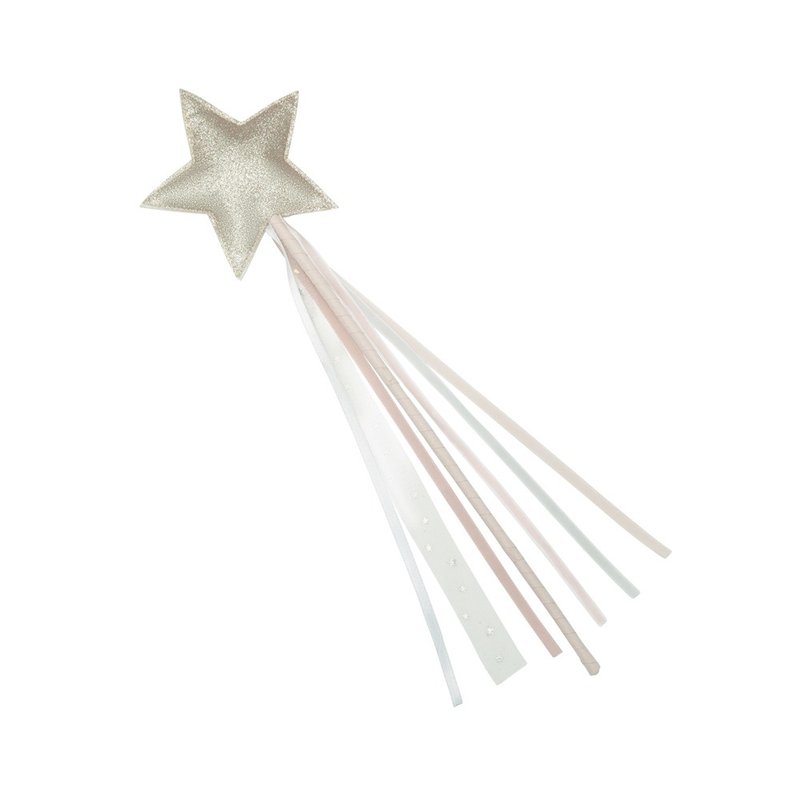 British Mimi & Lula_AW24_Dress Up Party-Gold Star Pink Ribbon Magic Wand - Baby Accessories - Polyester 