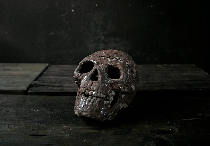 Skull pottery box (height 8.9cm storage box) - Storage - Pottery 