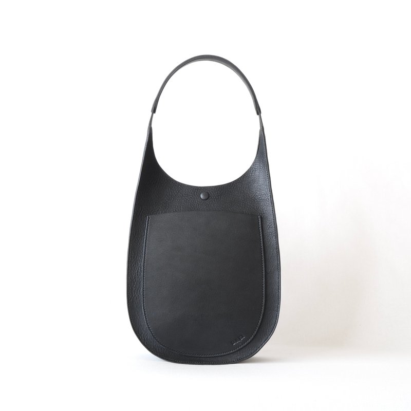 Natural leather tote & shoulder 2-way bag [meshell 1] - Handbags & Totes - Genuine Leather Black