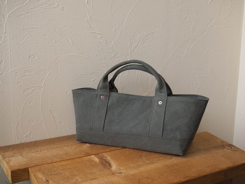 With lid only Tote Yokonaka (Khaki gray) - Handbags & Totes - Cotton & Hemp 