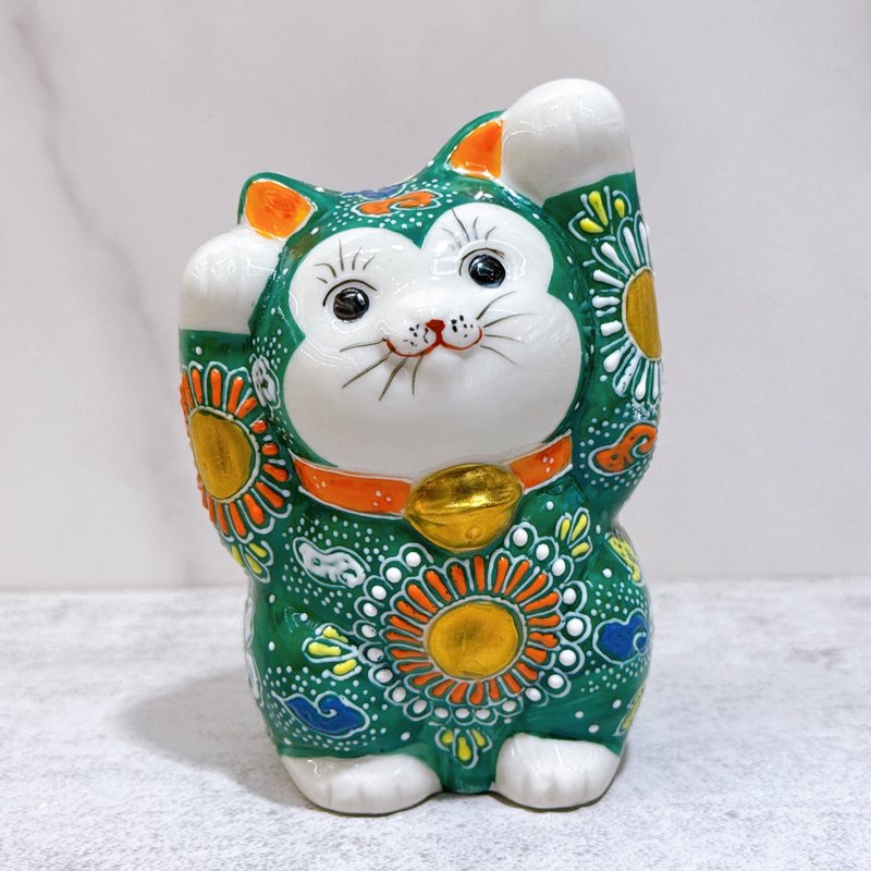 【翠盛納福】日本九谷燒招財貓 | 綠盛 - 擺飾/家飾品 - 瓷 綠色