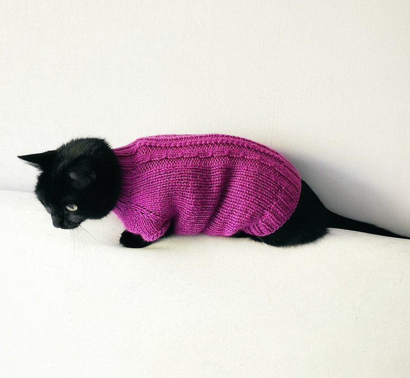 Cat sweater cable pet sweater  cat jumper cat jacket dog jacket pet supplies - Clothing & Accessories - Wool 