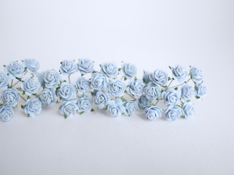 Paper Flower, 100 pieces mulberry rose size 0.8 cm., pale blue color. - 其他 - 紙 藍色