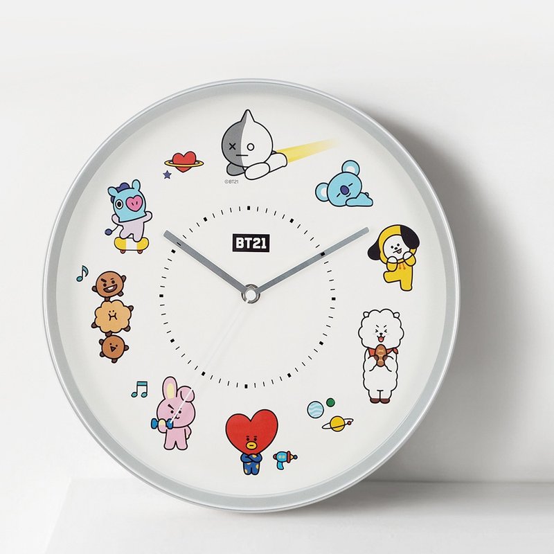 【現貨】官方授權 BT21質感簡約 時鐘掛鐘/靜音機芯 - 時鐘/鬧鐘 - 塑膠 銀色