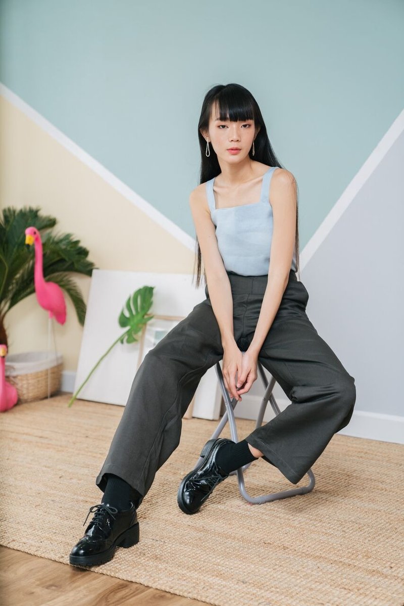 Wide leg pants in Dark Gray - 女長褲 - 亞麻 灰色