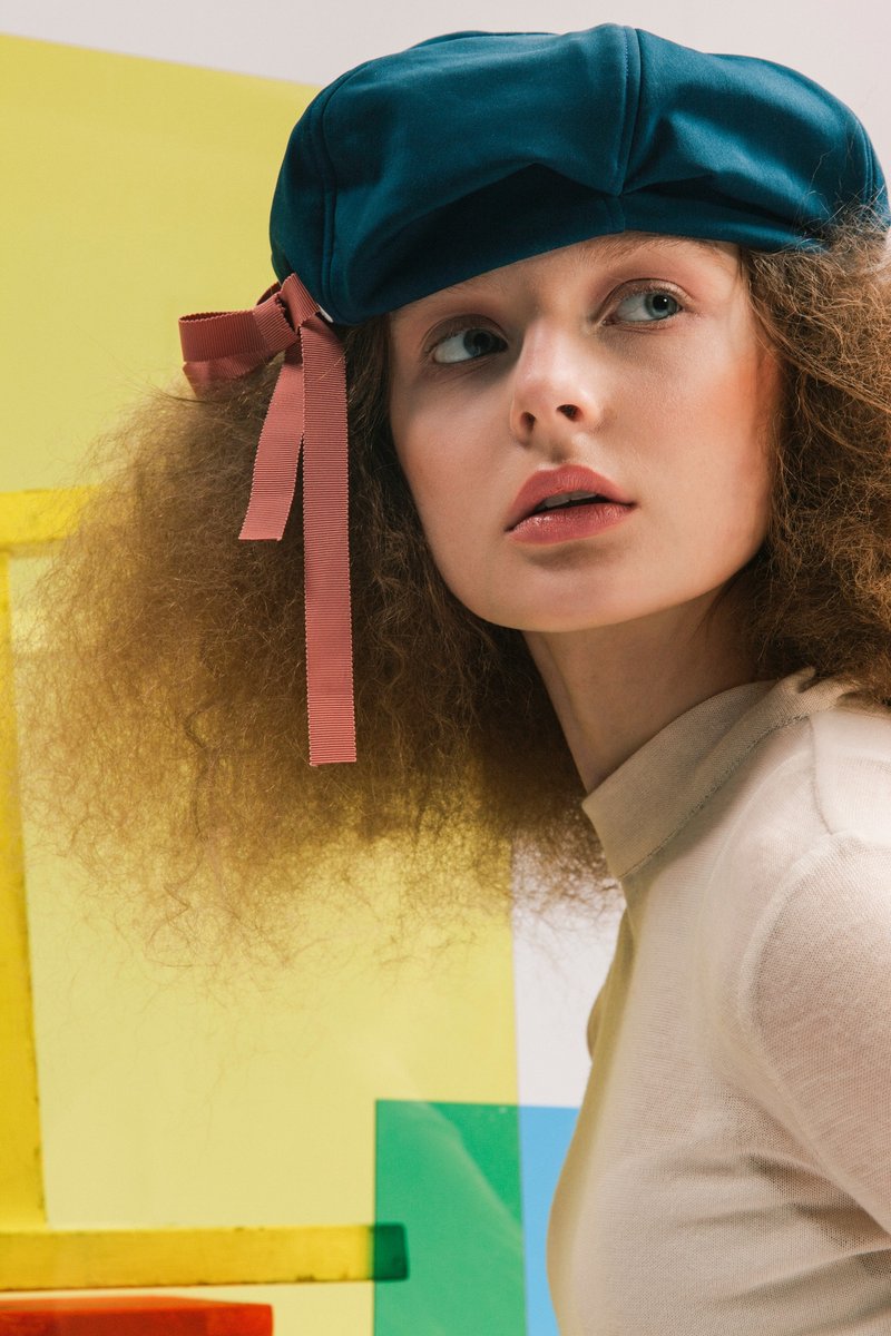 Envol Avec Ning Tethered Beret - หมวก - วัสดุอื่นๆ สีน้ำเงิน