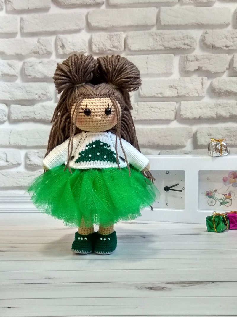 Doll in clothes, doll in dress, interior doll, art doll handmade - Kids' Toys - Cotton & Hemp Green