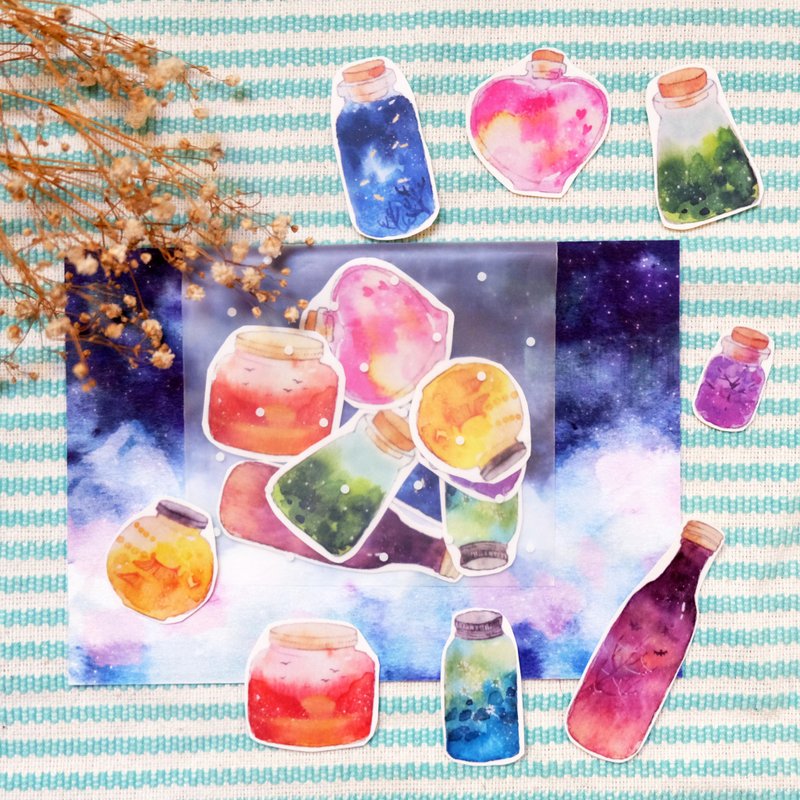 星空瓶 貼紙包 - 貼紙 - 紙 多色