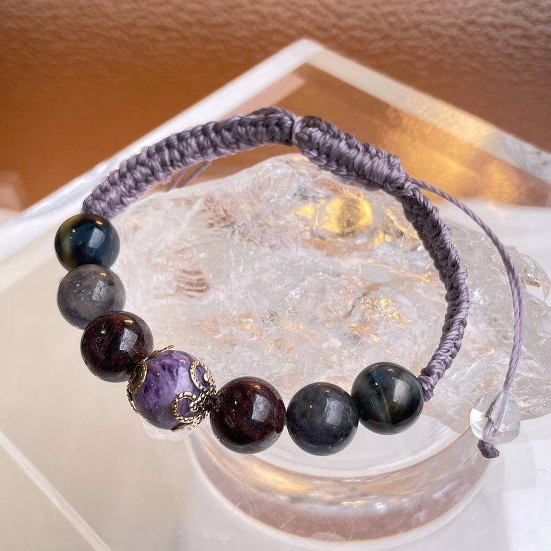 Garnet Amethyst Blue Tiger Eye Natural Crystal Bracelet Japan Direct Mail Gift 2024 New - สร้อยข้อมือ - คริสตัล สีม่วง