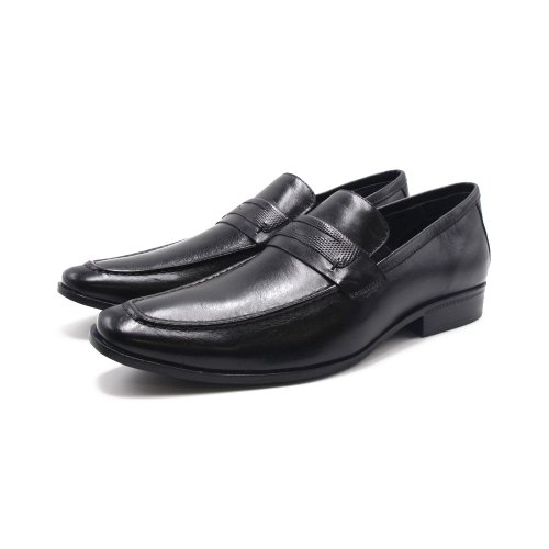 米蘭皮鞋Milano Sollu 巴西專櫃COMFORT方頭樂福鞋 男鞋-黑