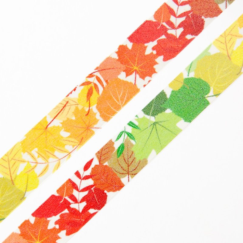 Colorful Splendor 15mm x 10m washi tape - Colorful Gradient Autumn Leaves - 紙膠帶 - 紙 多色