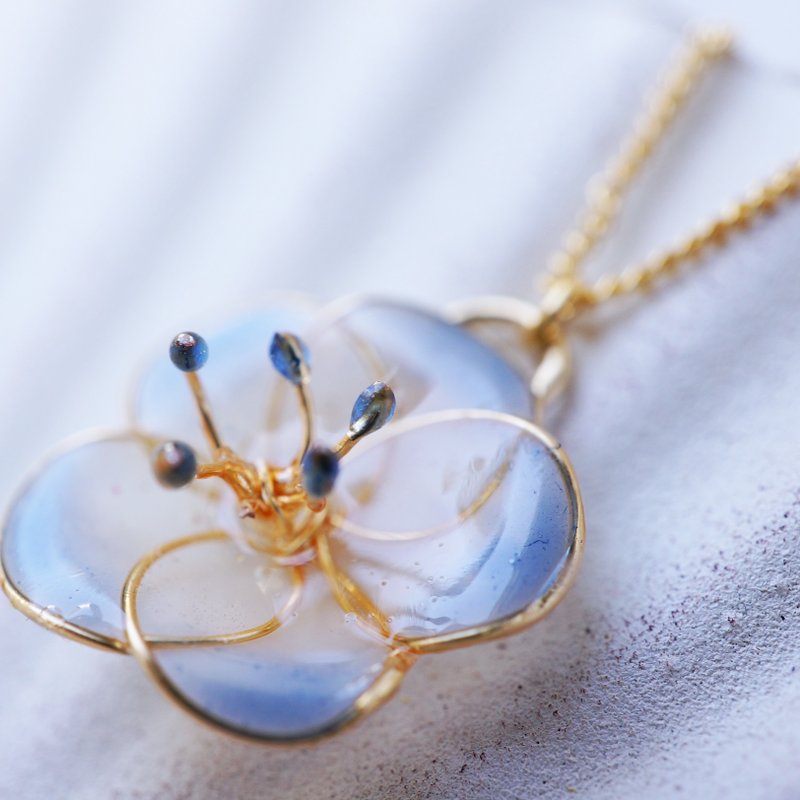 nemophila jewelry necklace - สร้อยคอ - วัสดุอื่นๆ สีน้ำเงิน