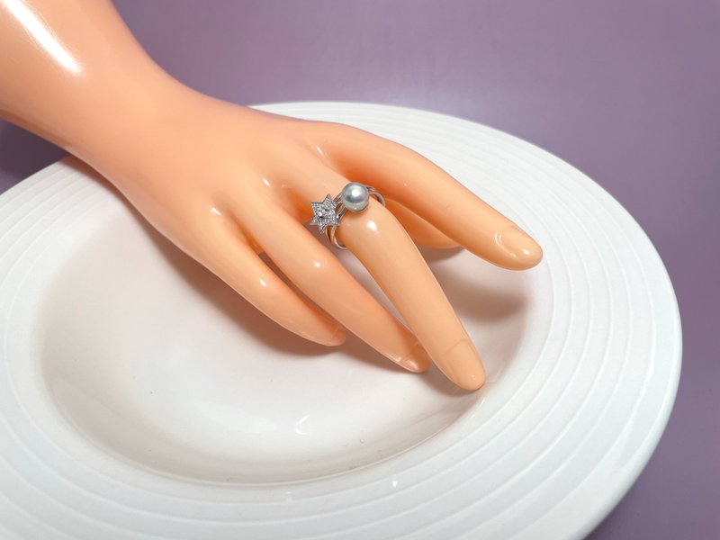 星輝 天然海水珍珠 真多麻  S925銀 戒指 - 戒指 - 珍珠 銀色