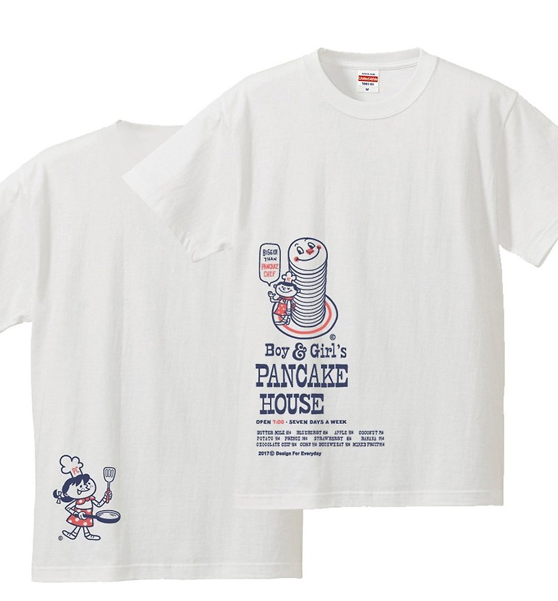 Boy & Girl's Pancake 150.160 S ~ XL T-shirt [Made to order] - เสื้อฮู้ด - ผ้าฝ้าย/ผ้าลินิน ขาว