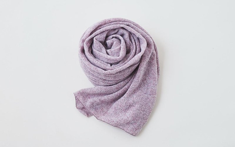 カシミアリネンニットストール　ライトパープル - 絲巾 - 棉．麻 紫色