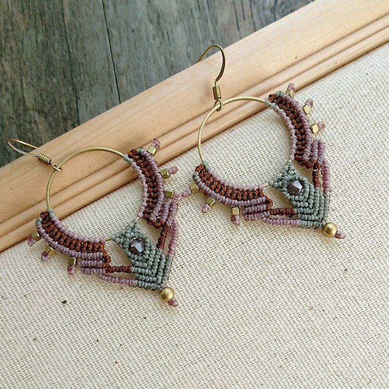 Misssheep-A108 - Bohemian Ethnic Style South American Wavy Line Braided Earrings (Hook/Ear clip) - ต่างหู - วัสดุอื่นๆ 