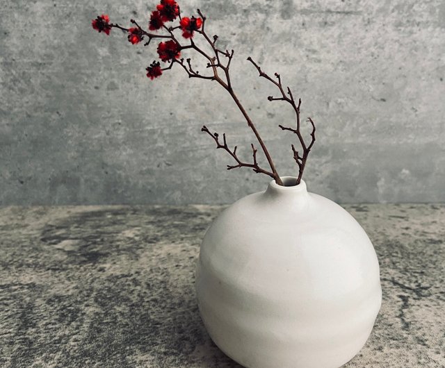 花瓶模様の和風ホワイト花瓶 - ショップ Huiaio Studio 花瓶