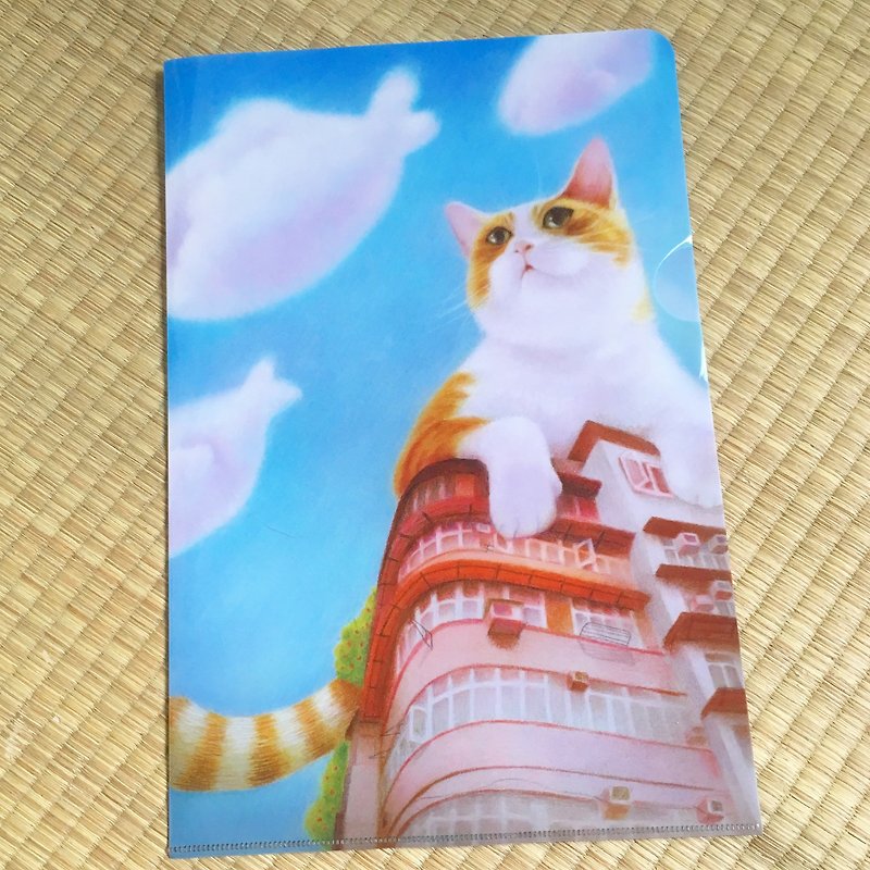 Cute cat illustration folder L folder - Folders & Binders - Plastic Blue