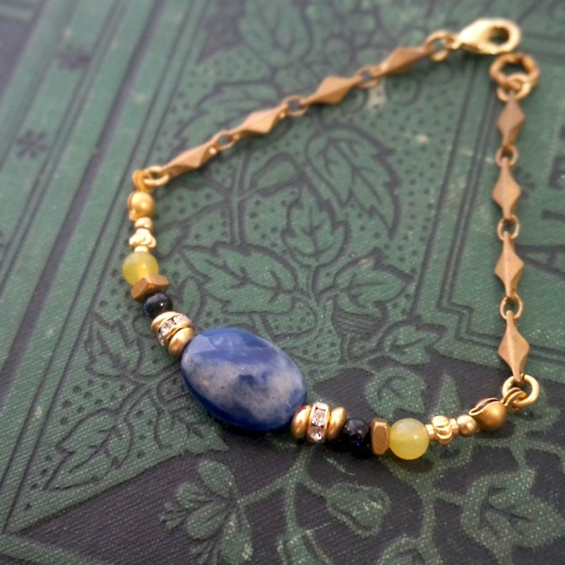 璀璨紀念-蘇打石黃銅設計手鍊 - 手鍊/手環 - 寶石 藍色