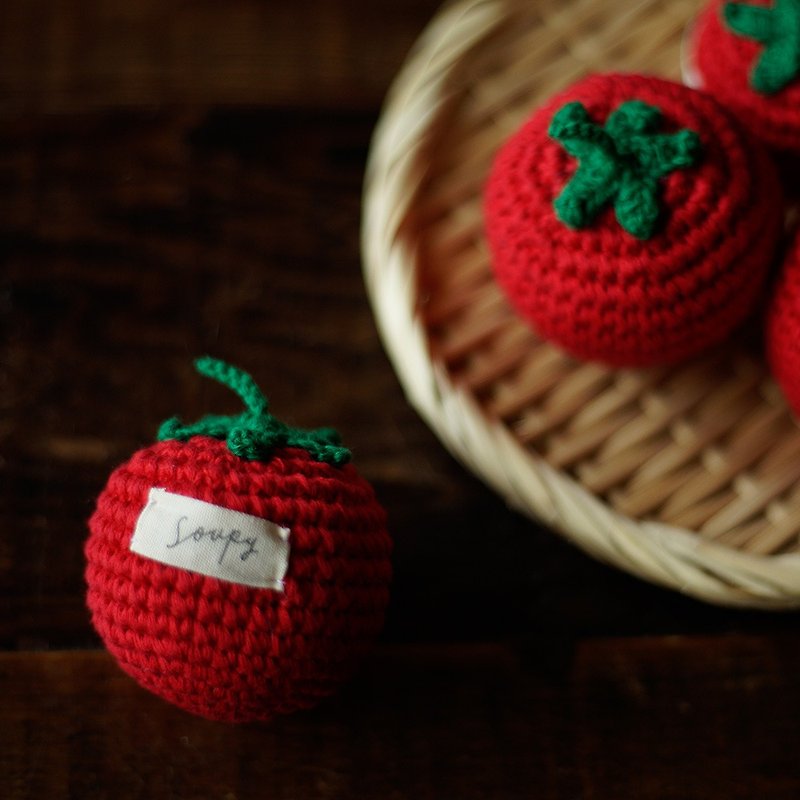 純綿の手編みトマト - キッズ家具 - コットン・麻 
