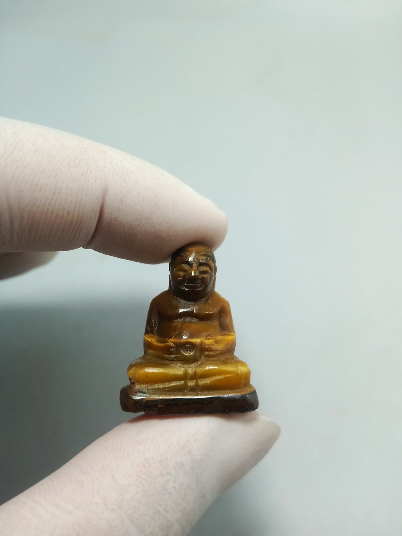 25mm Hand Carved Tiger Eyes Stone Happy Buddha Statue 100%Authentic NaturalStone - 其他 - 石頭 