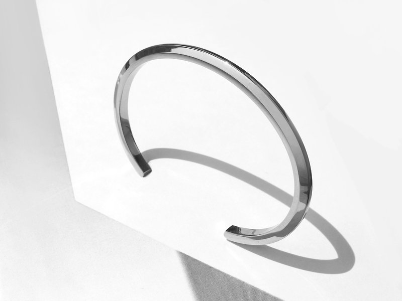 Thin Bevel Cuff Bracelet | Stainless Steel | Personalised Gift - Bracelets - Stainless Steel Silver