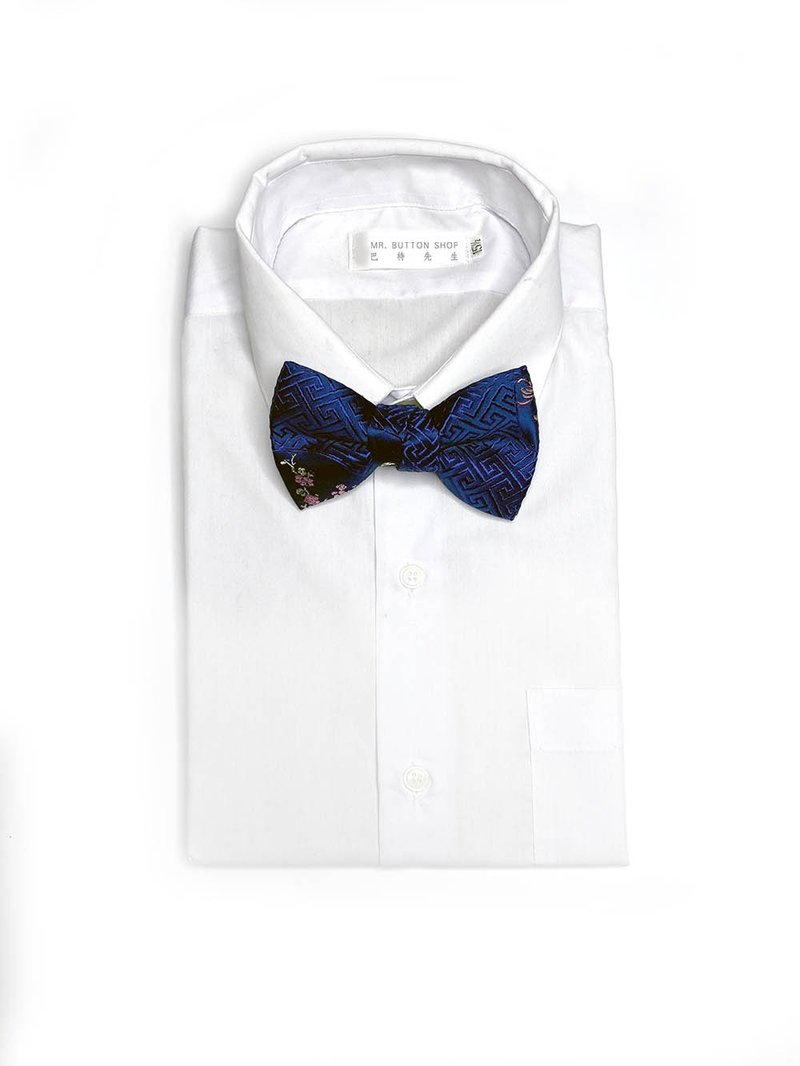 圓與花的配置 領結 Bow ties - 領結/領巾 - 絲．絹 藍色