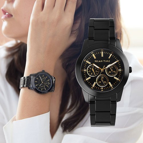 米朵貝菈．時光的禮物 RELAX TIME三眼腕錶-金(R0800-16-21B)小