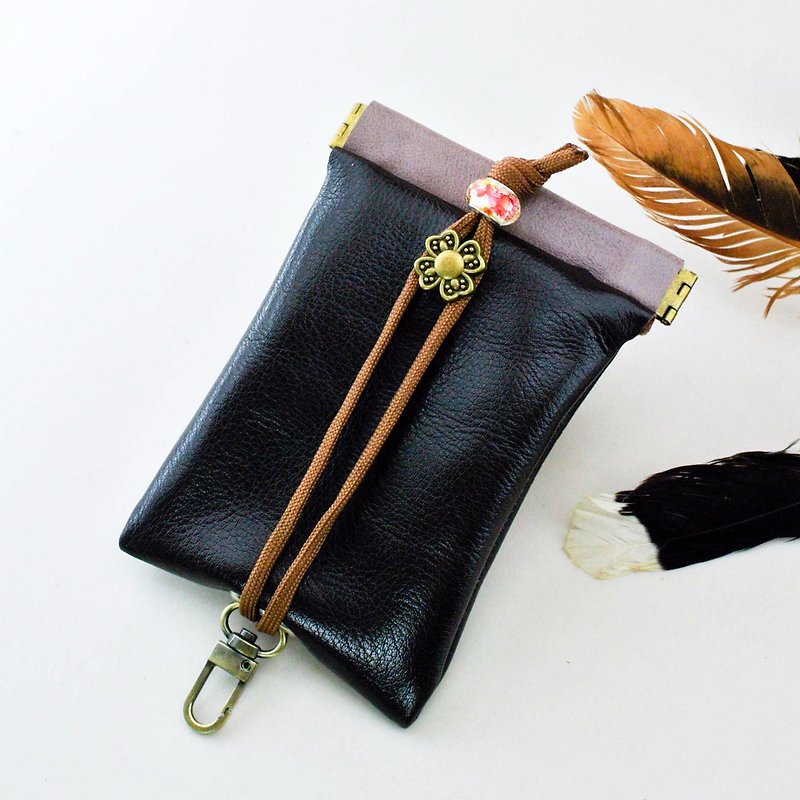 ✦. Good comfortable stitching Wallets shrapnel. ✦ key / key / Storage / key case - Keychains - Genuine Leather Brown