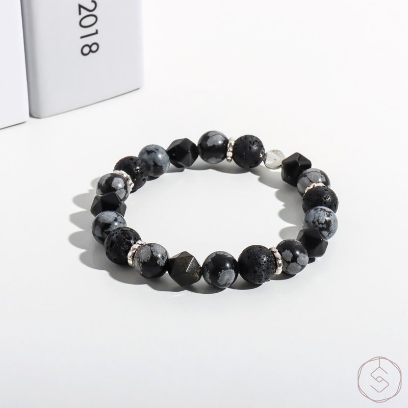 Heron | Black Onyx Stone Stone| Men's Crystal Bracelet - สร้อยข้อมือ - คริสตัล สีดำ