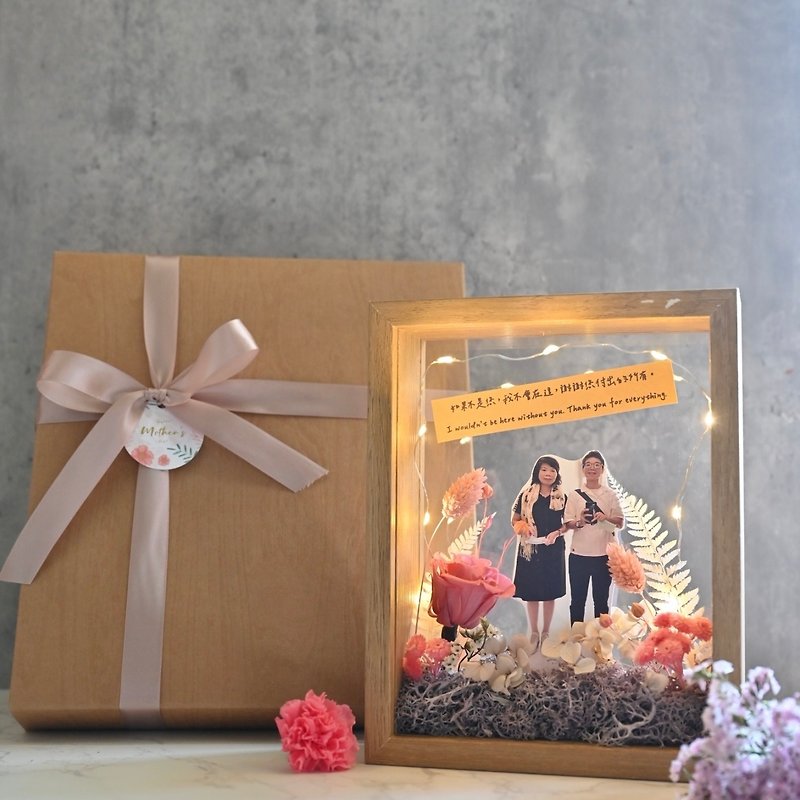 [Customizable] Preserved Flower 3D Photo Frame - Mother's Day Gift Box - ช่อดอกไม้แห้ง - พืช/ดอกไม้ สึชมพู