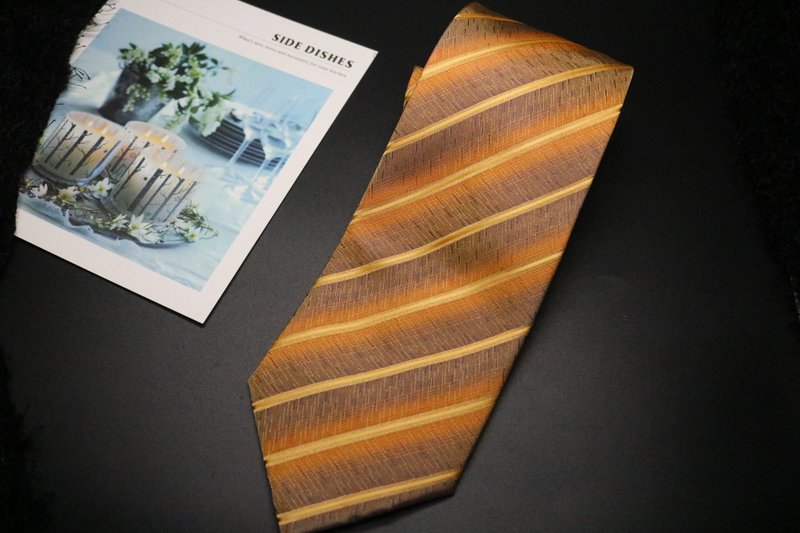 Yellow contrast Stripe Tie / textured silk tie / business dress - Ties & Tie Clips - Silk 