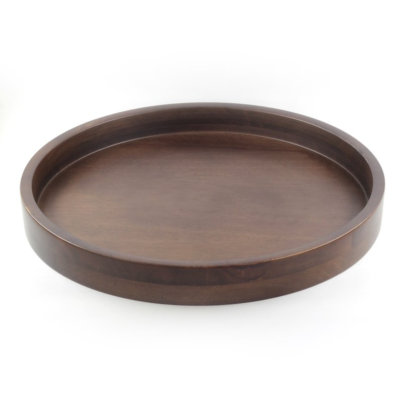 |巧木| 木製圓形托盤/木托盤/木盤/橡膠木/胡桃木色 - 碗 - 木頭 咖啡色