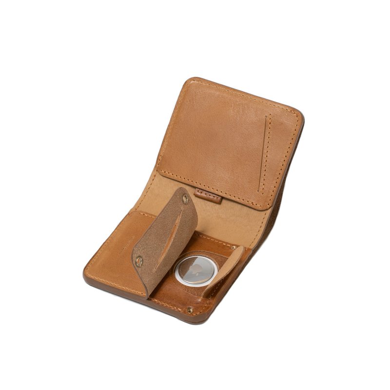 Leather AirTag Billfold Wallet 1.0 | Premium Italian Leather | Handcrafted in EU - กระเป๋าสตางค์ - หนังแท้ สีนำ้ตาล