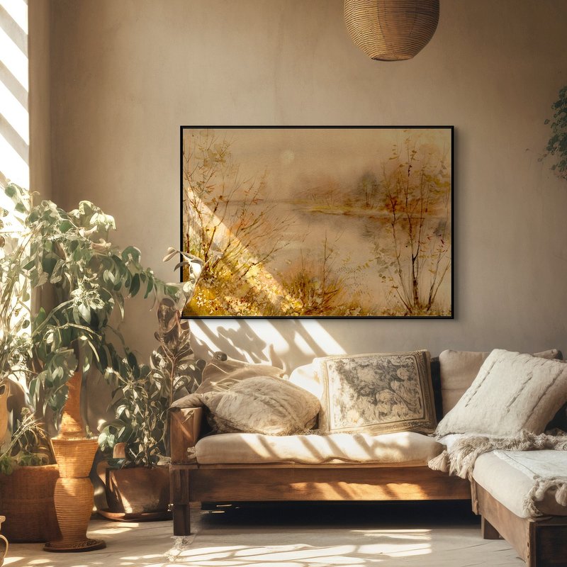 Autumn Sunrise - Autumn Abstract Prints/Living Room Decor - Posters - Other Materials Khaki