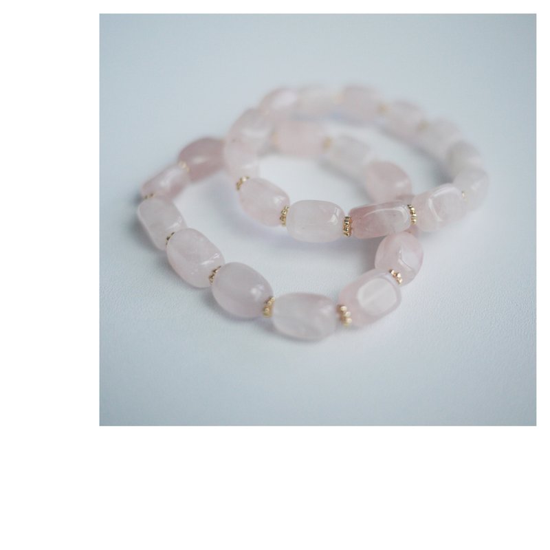 Rectangular Irregular Rose Quartz Bracelet | Natural Stone Bracelet - สร้อยข้อมือ - วัสดุอื่นๆ สึชมพู