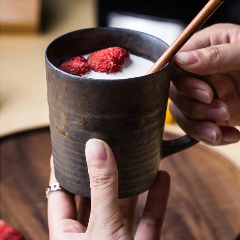 LINKIFE 鐵礦釉手作陶瓷咖啡杯 / 馬克杯250ml - 咖啡杯/馬克杯 - 其他材質 