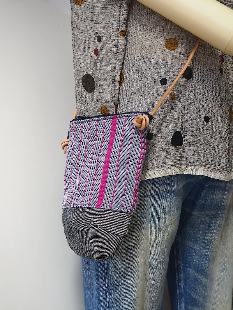 Homespun Fabric Phone Bag - Messenger Bags & Sling Bags - Other Materials Gray